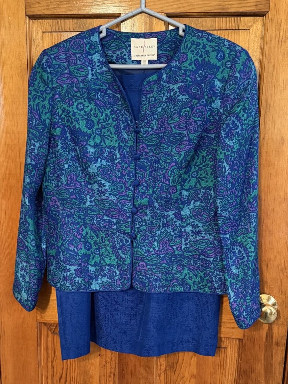 Adrianna Papell 100% Silk Jewel Tone Skirt Suit - size 14